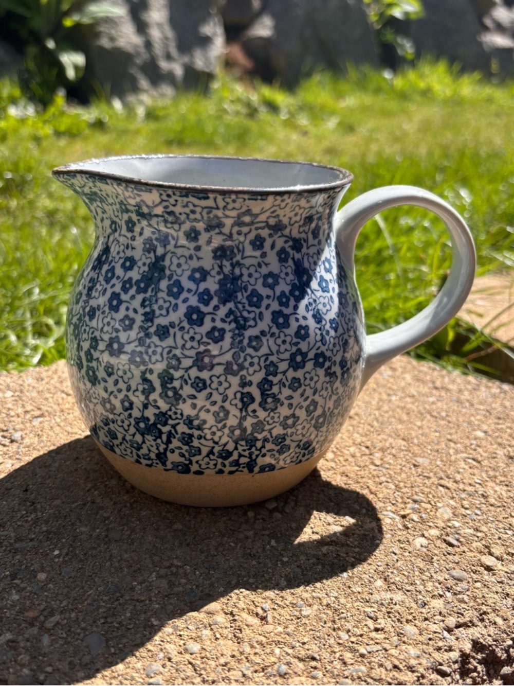 Blue Floral Ceramic Pitcher - Unbranded